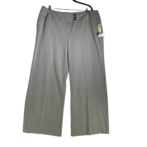 NEW Investments Womens Size 18 Short Petite Gray Herringbone Hemmed Wide Leg - Picture 1 of 16